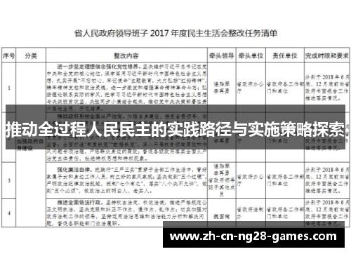 推动全过程人民民主的实践路径与实施策略探索