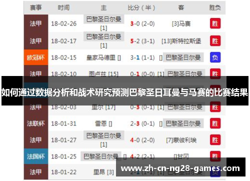 如何通过数据分析和战术研究预测巴黎圣日耳曼与马赛的比赛结果