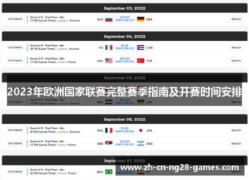 2023年欧洲国家联赛完整赛季指南及开赛时间安排